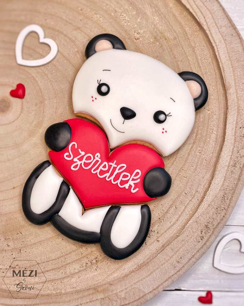 Valentin-napi mézeskalács díszdoboz panda puzzle S ajándék