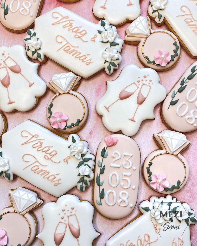 esküvői kézműves mézeskalácsok cukorvirág nászajándék