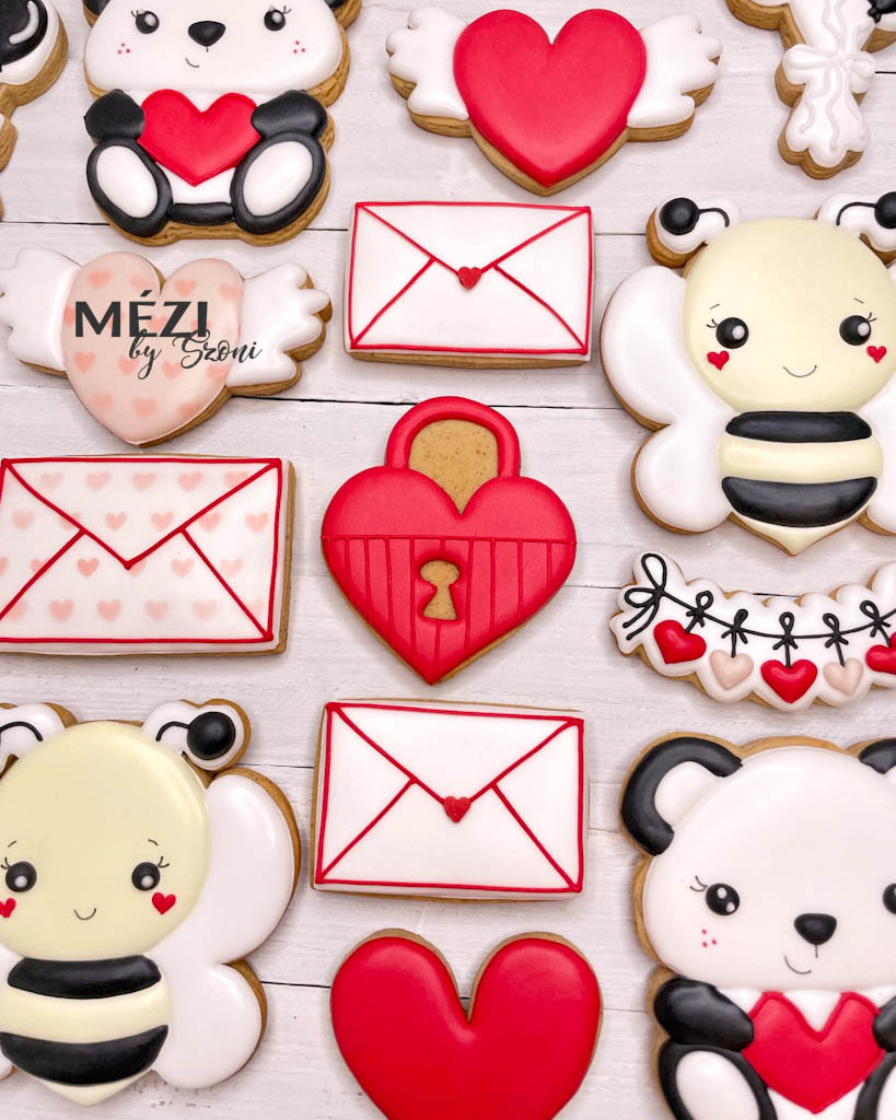 mezeskalacs-otletek-mezeskalacsdiszites-valentin-nap-diy-kreativ-hobbi-loveszerelemmaci méhecske