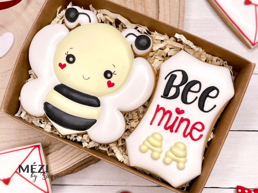 Valentin-napi mézeskalács ötletek díszdoboz méhecskés S ajándék