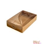 Kis díszdoboz - barna - 150 x 100 x 35 mm - átlátszó tetővel