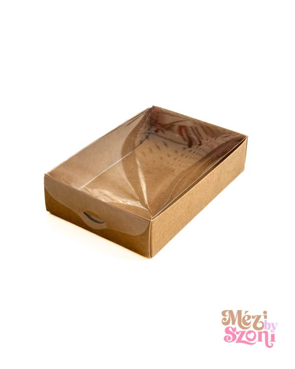 Kis díszdoboz - barna - 150 x 100 x 30 mm - átlátszó tetővel
