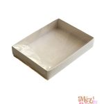 Közepes díszdoboz - fehér - 200 x 150 x 35 mm - átlátszó tetővel