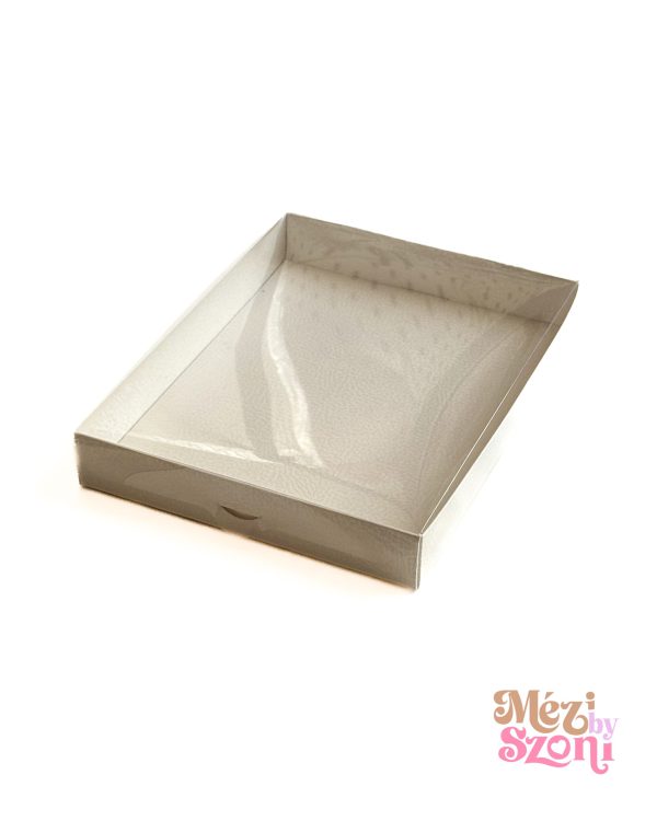 Nagy díszdoboz - fehér - 250 x 190 x 35 mm - átlátszó tetővel