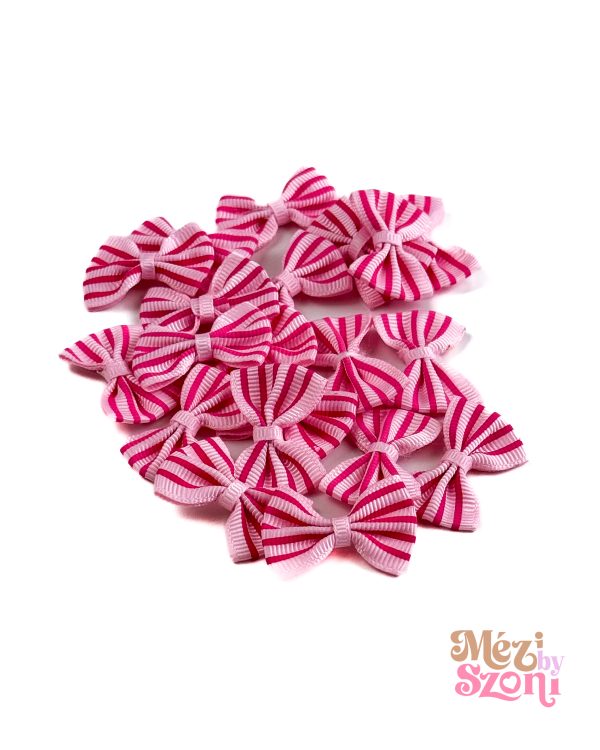 Rózsaszín csíkos masni – 20 db/csomag