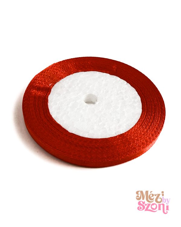 Piros szatén szalag - 6mm x 22m