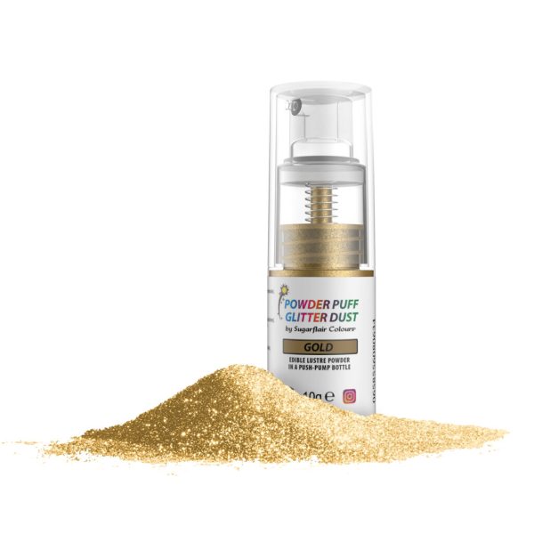 Sugarflair arany ételfesték csillámpor pumpás szórófejjel - 10 g